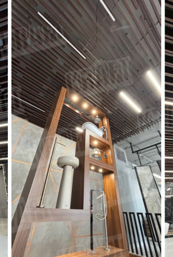 KRAFT Linear Strip Ceilings in a Sanitary Ware Market Space